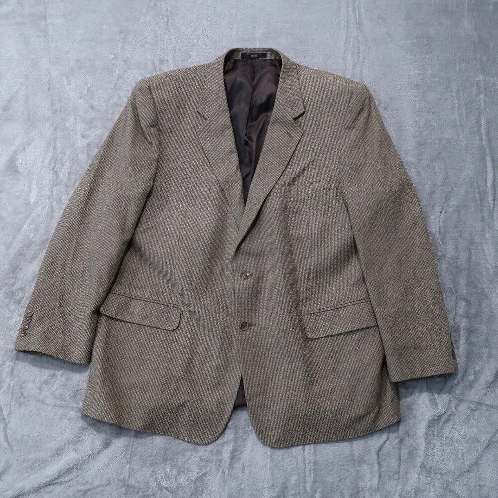 Vintage Versini Blazer Mens 50 L Brown Silk Sports Coat Office Wear Ivy League